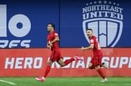 Kwesi Appiah (left) celebrates after converting a penalty (Image Courtesy: ISL Media)